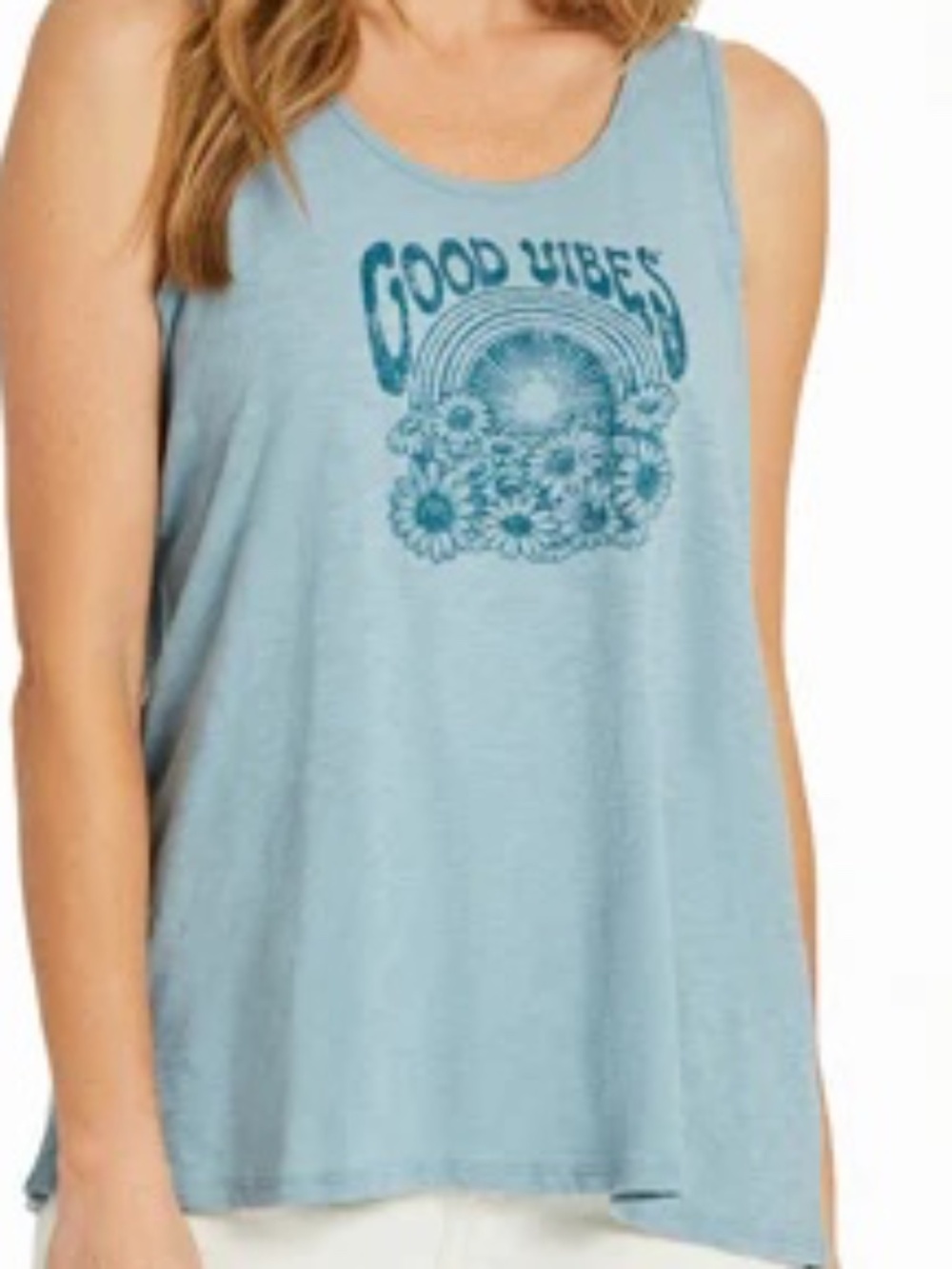 NEW Life is Good Women's Slub Easy Fit Tank -Good Vibes Flowers SZ XL